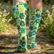 Thick Green Flower Socks | Unisex Floral Print Flower Blossom Stockings by Mia Mai Art