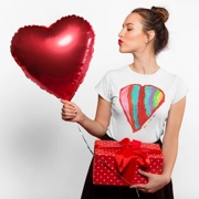Women's 100% Cotton T-Shirt with Rainbow Heart Painting