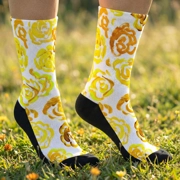 Yellow flower socks | Unisex yellow flower blossom sports socks for women and men | Cute art socks | Cool socks for guys | Unique socks for men | Best socks for sweaty feet | Moisture wicking socks for running | Cute workout socks for women | Sweat wicking gym socks | High performance sports socks | Anti-blister sports socks | Novelty running socks | Seamless toe athletic socks