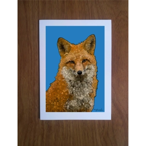 Blue fox greetings card