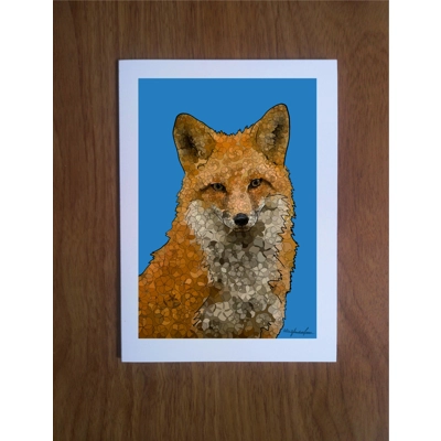 Blue fox greetings card