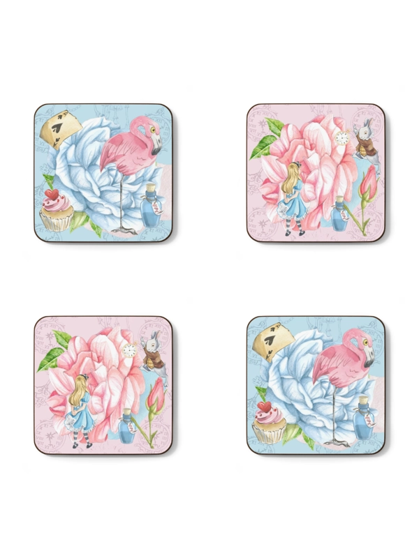 ALICE IN WONDERLAND COASTERS - SET OF 4