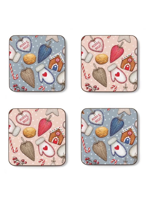 FESTIVE CHRISTMAS COASTERS - SET OF 4