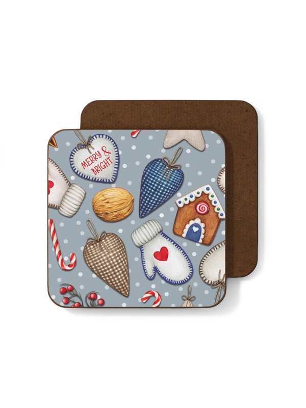 CHRISTMAS COASTER SNOWY GREY