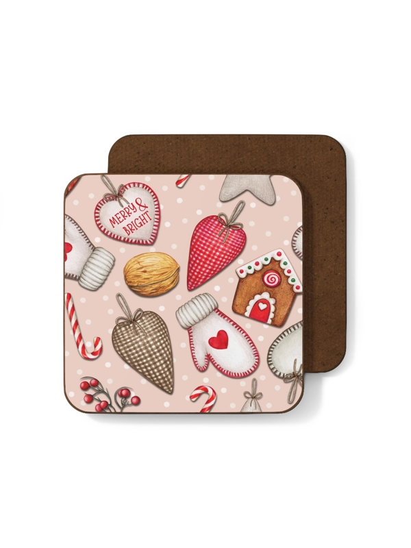 CHRISTMAS COASTER SNOWY PEACH