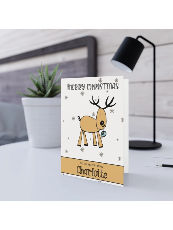 A5 PERSONALISED BEST FRIEND CHRISTMAS CARD - Lost Reindeer