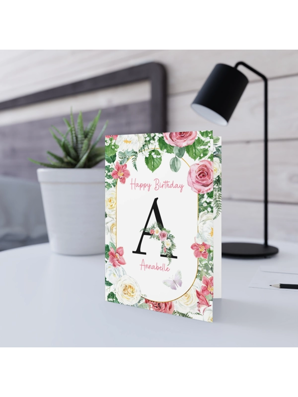 PERSONALISED ALL OCCASIONS CARD 7x5" - Floral Frame