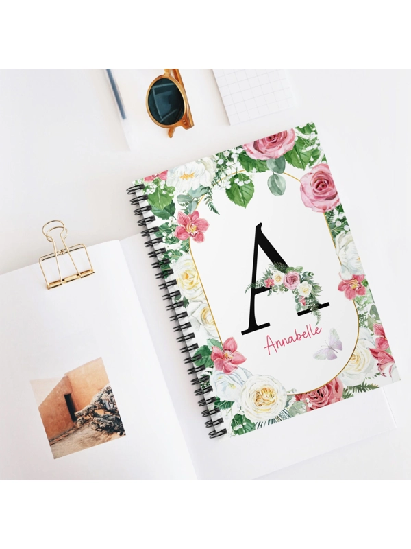 A5 FLORAL INITIAL PERSONALISED NOTEBOOK