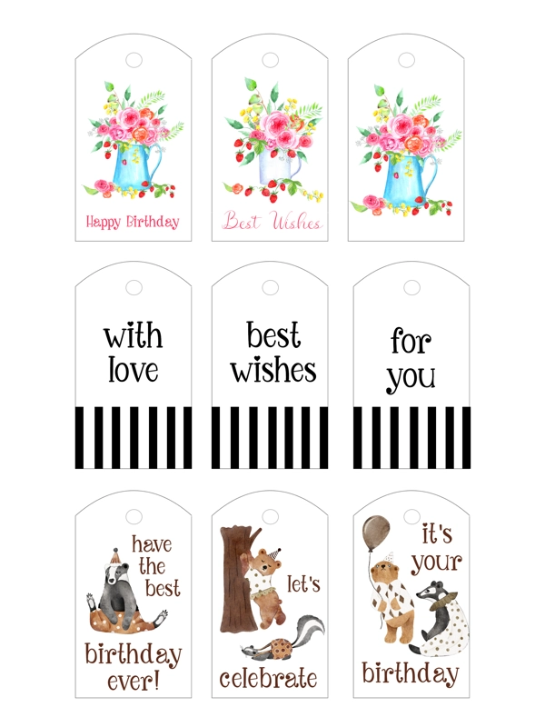 Birthday gift tags - PRINT AT HOME
