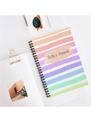 RAINBOW STRIPES A5 PERSONALISED NOTEBOOK