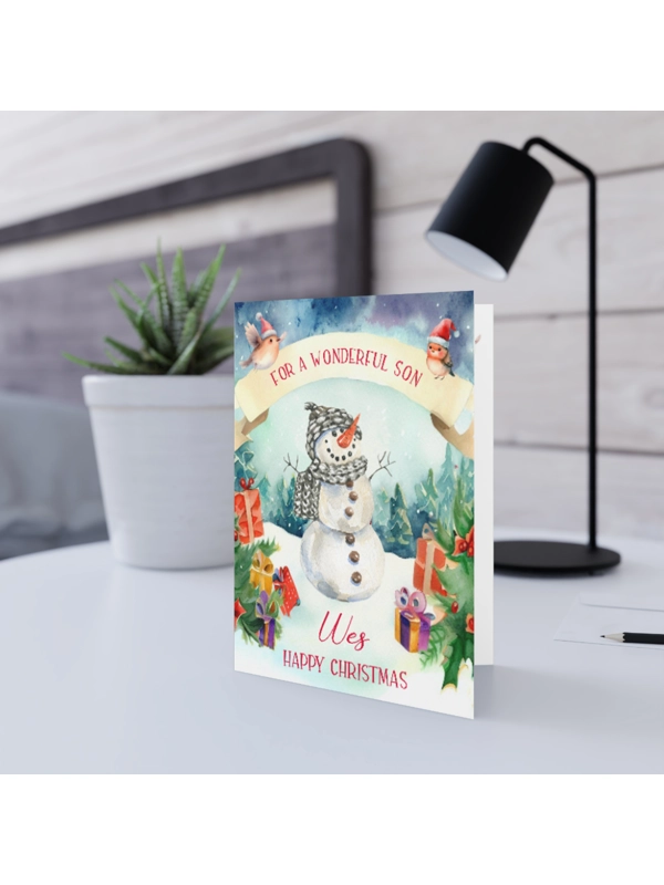 A5 CHRISTMAS CARD PERSONALISED - Jolly Snowman