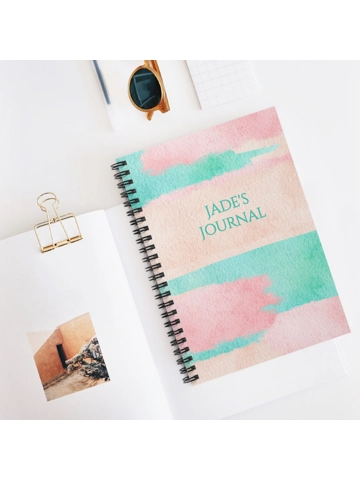 A5 PERSONALISED ABSTRACT PASTEL JOURNAL, CUSTOM TITLE NOTEBOOK