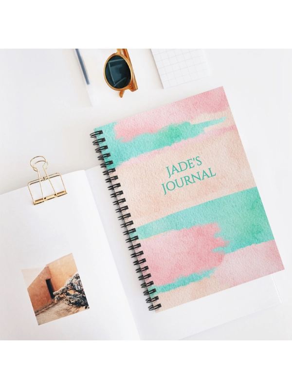 A5 PERSONALISED ABSTRACT PASTEL JOURNAL, CUSTOM TITLE NOTEBOOK