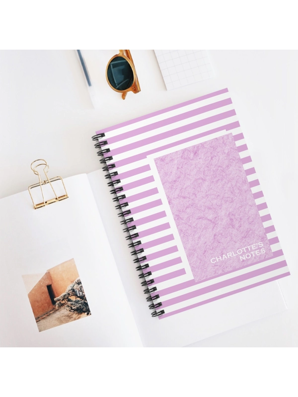 A5 STYLISH PINK STRIPE PERSONALISED NOTEBOOK