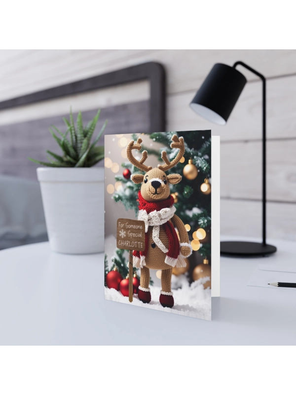 A5 CHRISTMAS CARD PERSONALISED FOR SOMEONE SPECIAL - Reindeer Hugs