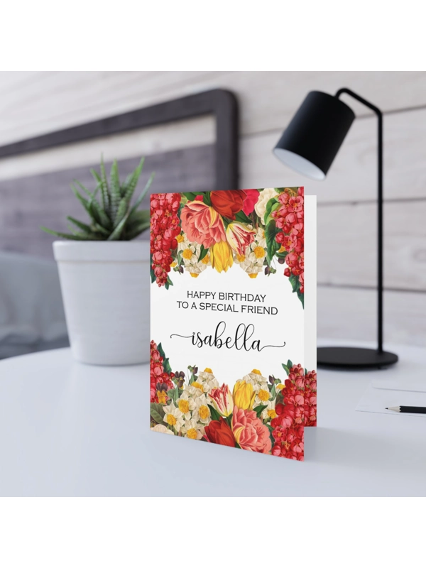 PERSONALISED BIRTHDAY CARD FOR RELATION 7x5" - Vintage Floral