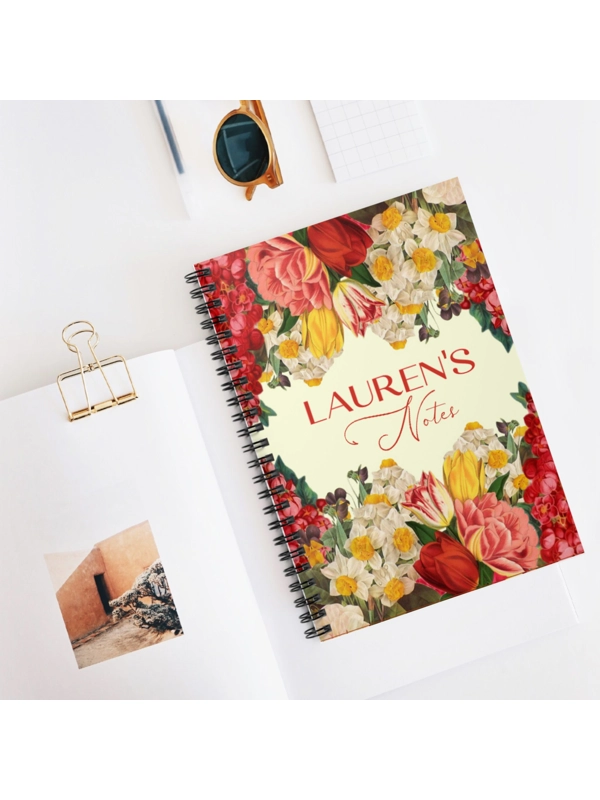A5 VINTAGE STYLE FLORAL PERSONALISED NOTEBOOK