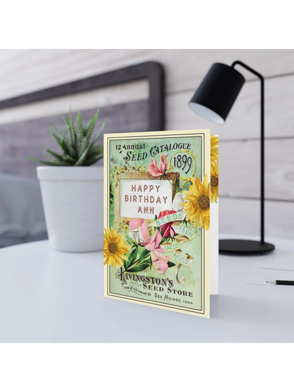 A5 PERSONALISED BIRTHDAY CARD - Vintage Seed Catalogue