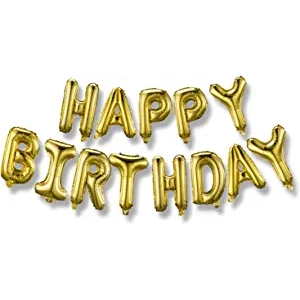 Happy Birthday Banner (3D Gold Lettering) Happy Birthday Banner (3D Gold Lettering)