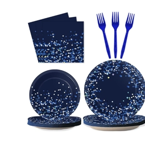 Blue and Silver Party Supplies Dot Confetti Paper Plates Sparkly Glitter Theme Blue and Silver Party Supplies Dot Confetti Paper Plates Sparkly Glitter Theme