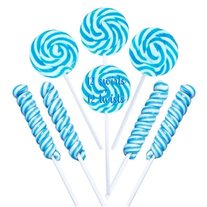 Blue Swirl And Twisty Lollipops - 24 Candy Suckers Individually Wrapped