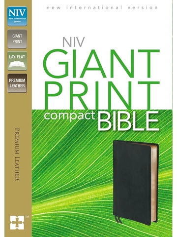 NIV, Giant Print Compact Bible, Premium Leather, Black. By : Zondavan