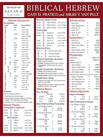 Biblical Hebrew Laminated Sheet (Zondervan Get an A! Study Guides) Pamphlet – By Gary D. Pratico (Au