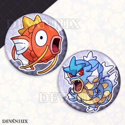 POKEMON (GEN 1) - #129-#130 - Magikarp, Gyarados | Button 38 m m