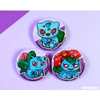 POKEMON (GEN 1) - #001-#003 - Bulbasaur, Ivysaur, Venusaur | Button 38 m m