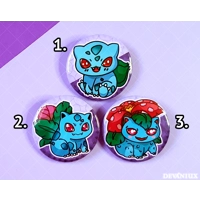 POKEMON (GEN 1) - #001-#003 - Bulbasaur, Ivysaur, Venusaur | Button 38 m m