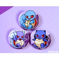 POKEMON (GEN 1) - #007-#009 - Squirtle, Wartortle, Blastoise | Button 38 m m