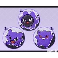 POKEMON: Ghastly, Haunter, Gengar | BUTTON 38 mm / 1.5 inch