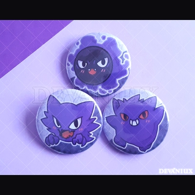 POKEMON: Ghastly, Haunter, Gengar | BUTTON 38 mm / 1.5 inch POKEMON: Ghastly, Haunter, Gengar | BUTTON 38 mm / 1.5 inch