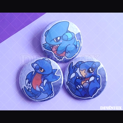 POKEMON: Gible, Gabite, Garchomp | BUTTON 38 mm / 1.5 inch