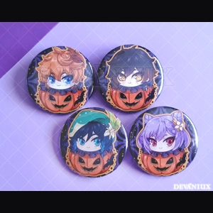 GENSHIN IMPACT: 'Halloween' Childe, Zhongli, Venti, Keqing | BUTTON 38 mm / 1.5 inch