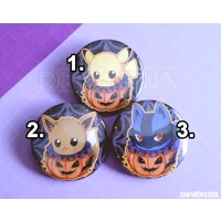POKEMON: 'Halloween' Pikachu, Eevee, Lucario | BUTTON 38 mm / 1.5 inch