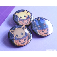 POKEMON: 'Halloween' Pikachu, Eevee, Lucario | BUTTON 38 mm / 1.5 inch