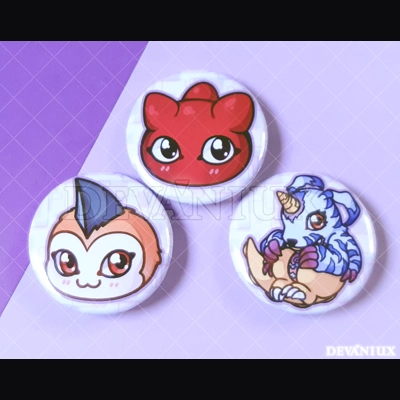 DIGIMON: Punimon, Tsunomon, Gabumon | BUTTON 38 mm/1.5 inch DIGIMON: Punimon, Tsunomon, Gabumon | BUTTON 38 mm/1.5 inch