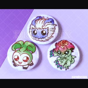 DIGIMON: Yuramon, Tanemon, Palmon | BUTTON 38 mm/1.5 inch