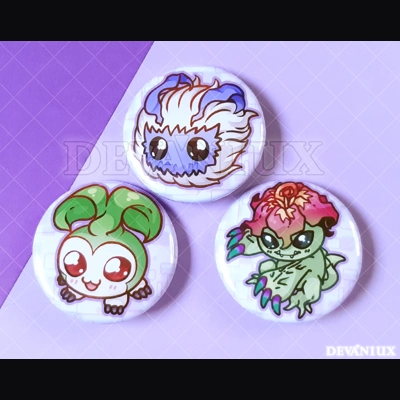 DIGIMON: Yuramon, Tanemon, Palmon | BUTTON 38 mm/1.5 inch