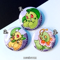POKEMON (GEN 2) - #152-#154 - Chikorita, Bayleef, Meganium | Button 38 m m