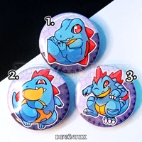 POKEMON (GEN 2) - #158-#160 Totodile, Croconaw, Feraligatr | Button 38 m m