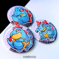 POKEMON (GEN 2) - #158-#160 Totodile, Croconaw, Feraligatr | Button 38 m m