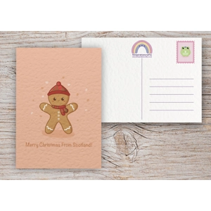 Scottish Postcard, Gingerbread man Christmas Postcard