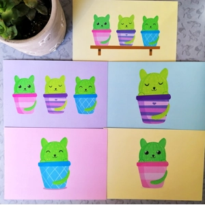 Cat Cactus Postcard set Cat Cactus Postcard set
