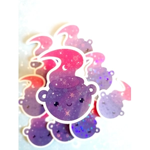 Holographic Cauldron Sticker, Witchy sticker
