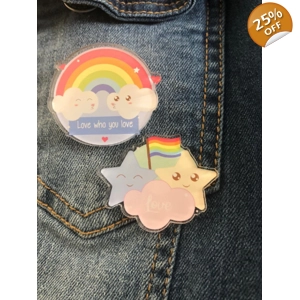 SECONDS: LGBT Acrylic Pins, Pack of 2