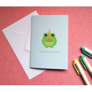 Happy frogging birthday card, Recyled