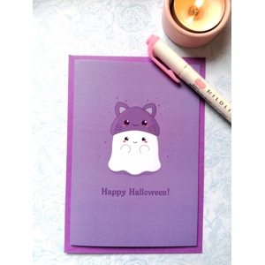 Cat Ghost Halloween Card