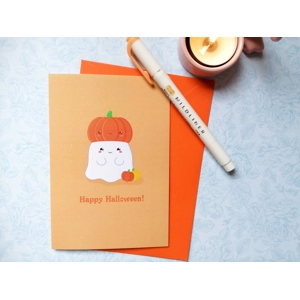 Pumpkin Ghost Halloween Card
